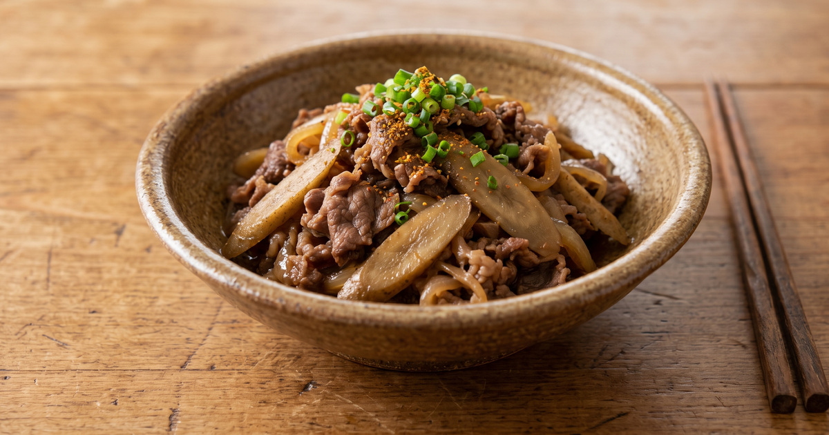 牛肉とごぼうの甘辛煮の料理写真