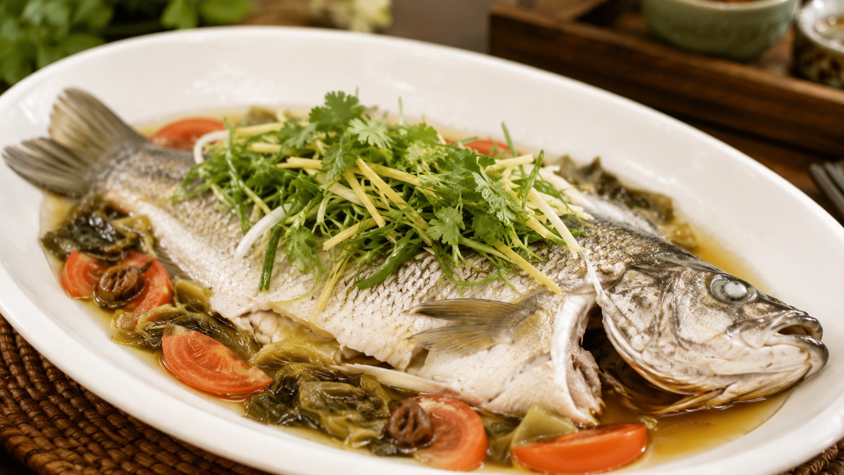 潮州蒸し魚の料理写真